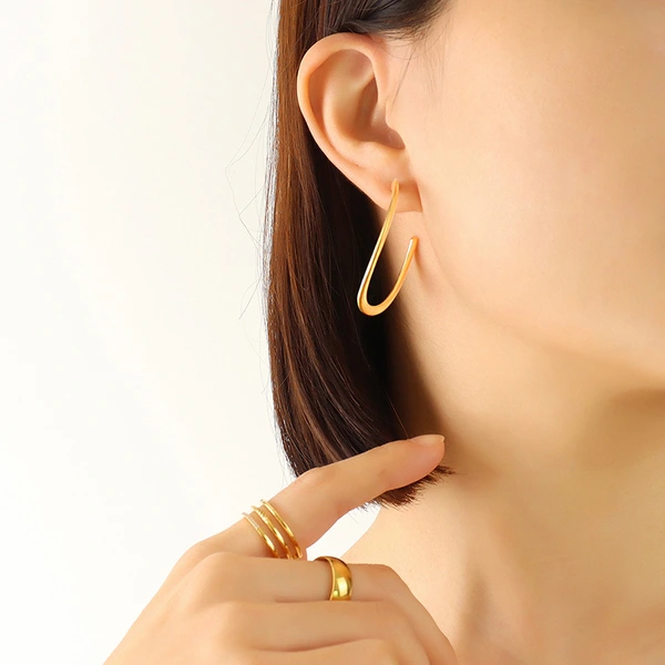 18K Gold Plating Trendy Stainless Steel Earrings