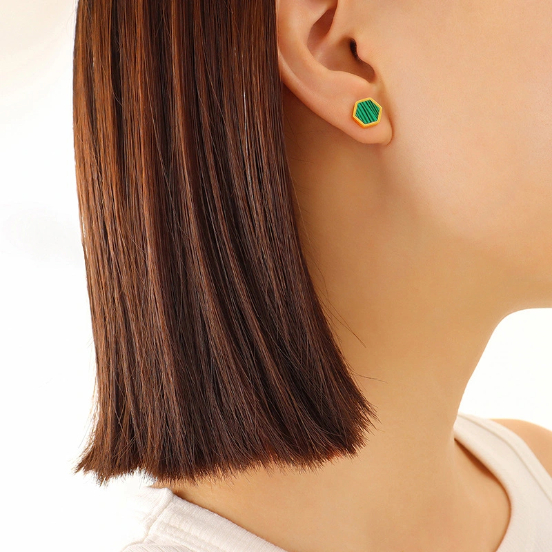 Women Earrings, Steel Earrings, Malachite