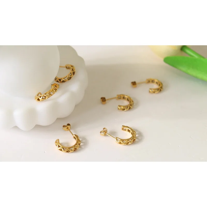 18K Gold Plating Stainless Steel Hoop Earring