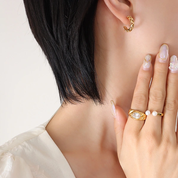 18K Gold Plating Stainless Steel Hoop Earring