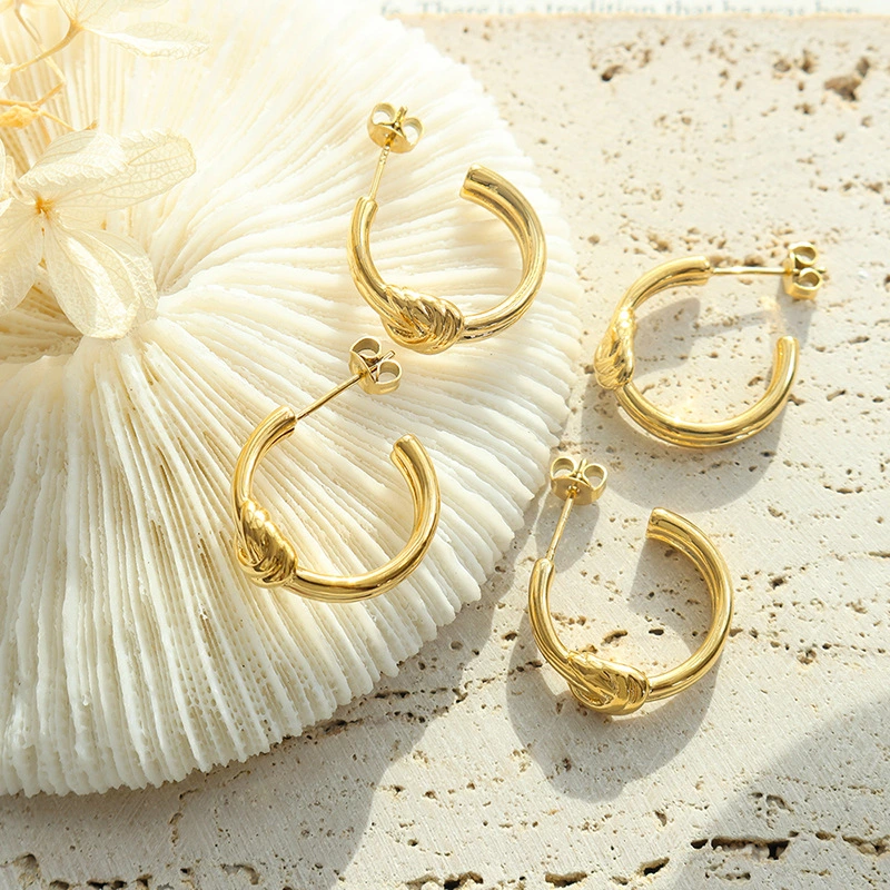 Hoop Earrings, Steel Hoop Earrings, Twist Earrings