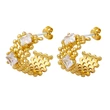 Stainless Steel Women Earrings with Princess Stone