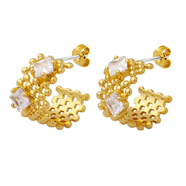 Stainless Steel Women Earrings with Princess Stone
