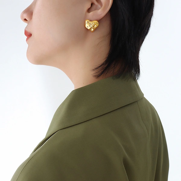 Titanium Steel Gold Euphoria Firewalker Stud Earrings