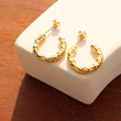 Titanium Hammered Gold Hoop Earrings