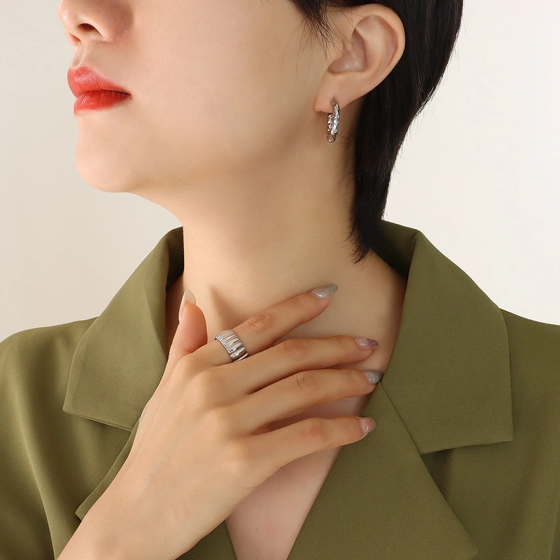 Titanium Hammered Gold Hoop Earrings