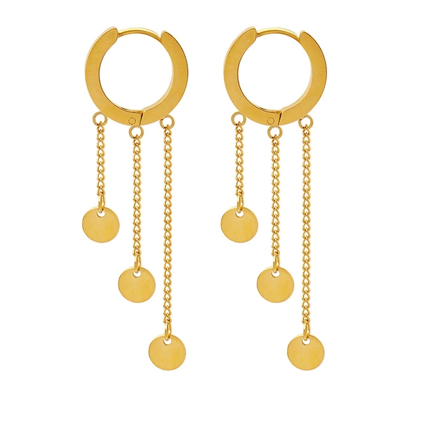 18K Huggie Earrings Dangling Earrings With Polished Round