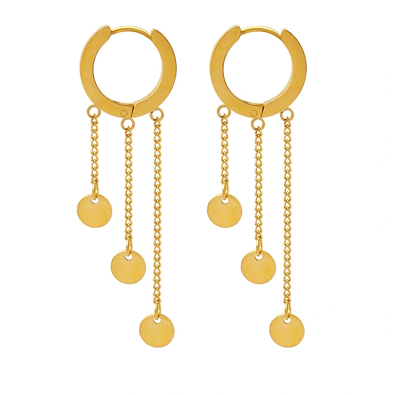 18K Huggie Earrings Dangling Earrings With Polished Round