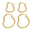 Titanium Steel 18K Gold Plated Twist Heart Hoop Earrings