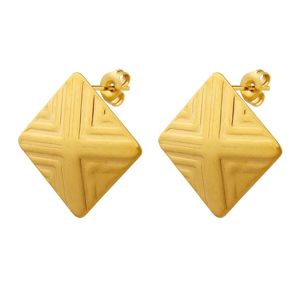 Titanium Steel Square Cross Earring Stud