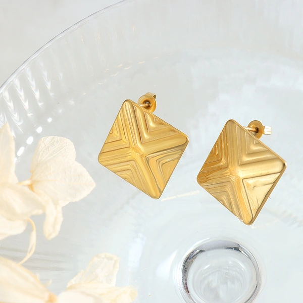 Titanium Steel Square Cross Earring Stud