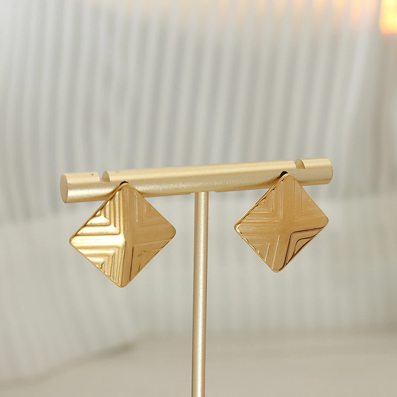 Titanium Steel Square Cross Earring Stud