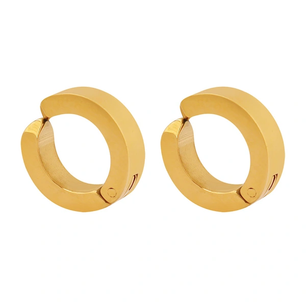 Stainless Steel Gold Huggie Hinged Hoop Earrings