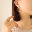 Titanium Steel 18K Gold Square Hoop Earrings