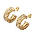 Stainless Steel Gold Big Hoop Earrings CZ