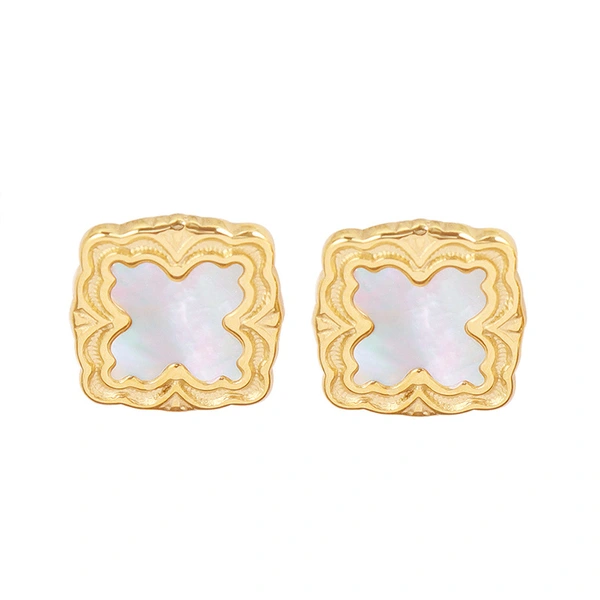 Fashion Jewelry Mother of Pearl Gold Color Stud Earrings