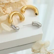 Stainless Steel Two Tone Hoop Earrings