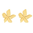 18K Gold Color Texture Stainless Steel Flower Earrings