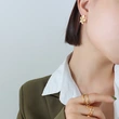 18K Gold Color Texture Stainless Steel Flower Earrings