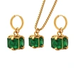 18K Gold Vermeil Yellow Gold Emerald Square Necklace