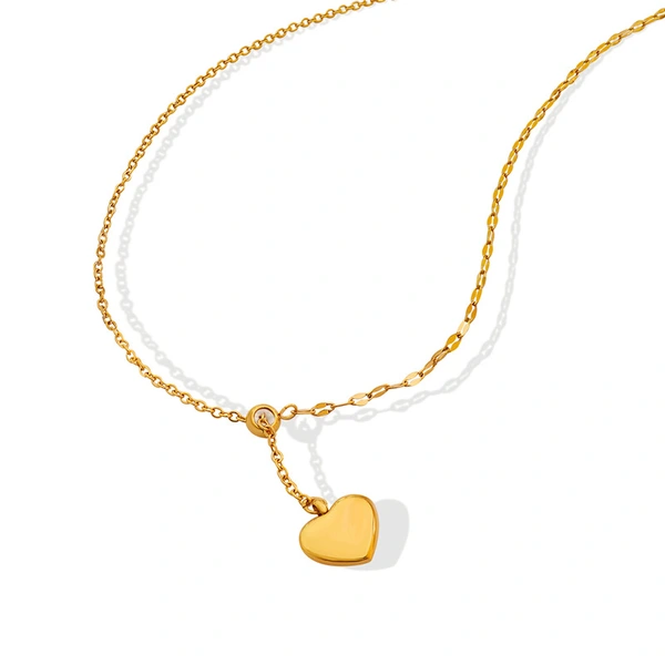  Silver and Rose Gold Plated Ball Heart Necklace