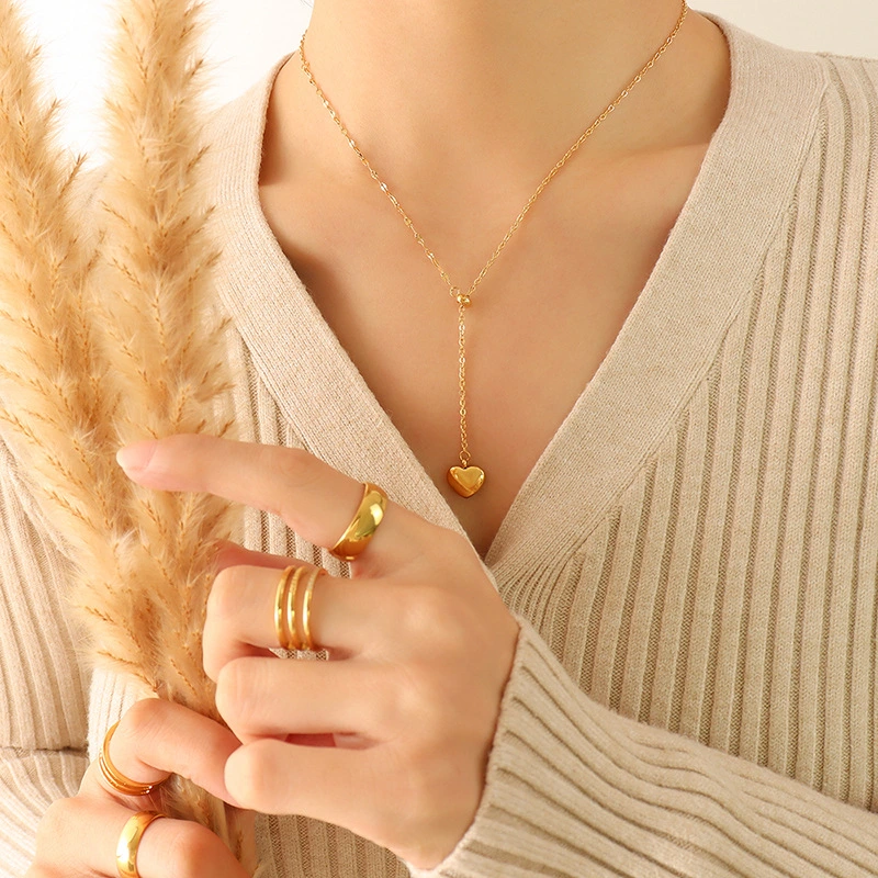  Silver and Rose Gold Plated Ball Heart Necklace