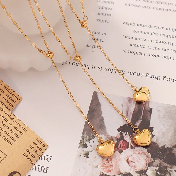  Silver and Rose Gold Plated Ball Heart Necklace