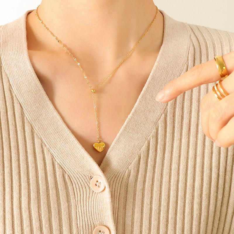  Silver and Rose Gold Plated Ball Heart Necklace