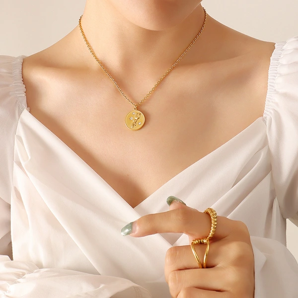  Silver and Rose Gold Plated Necklace