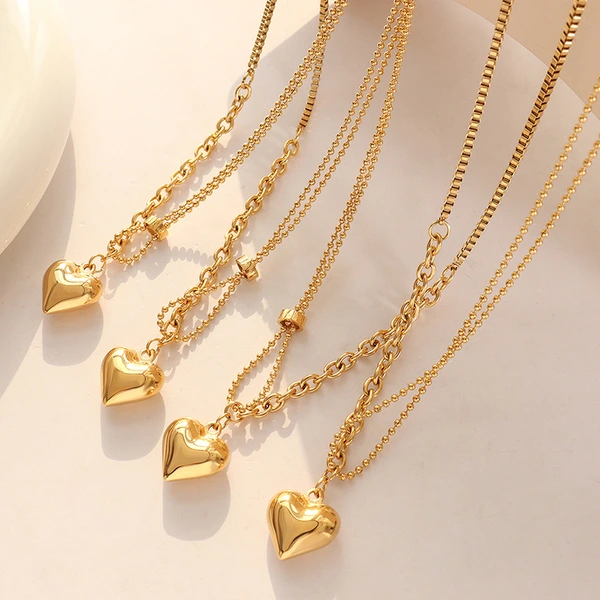 18K gold plated heart pendant necklace