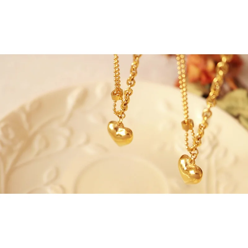 18K gold plated heart pendant necklace