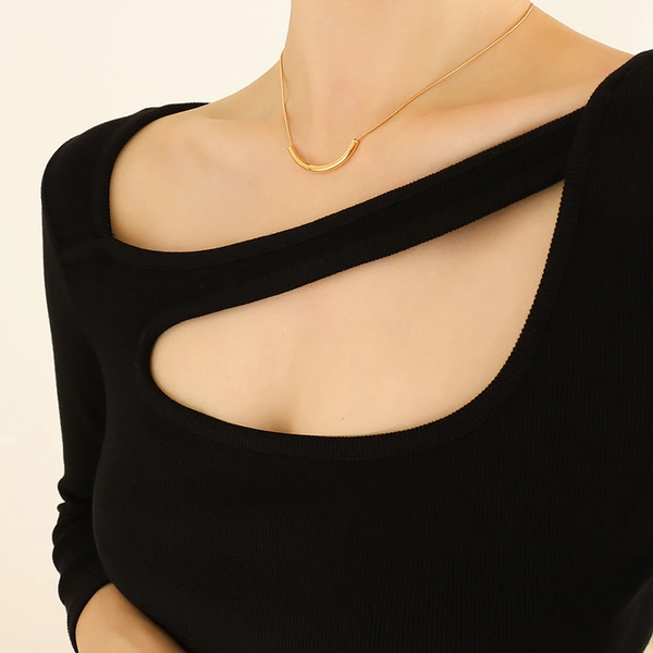 Geometric Tube Bar Necklace Pendant for Women