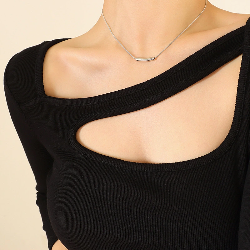 Geometric Tube Bar Necklace Pendant for Women