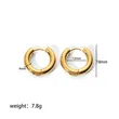 18K Gold Plating Women Two Tone Huggie Hoops Earrings
