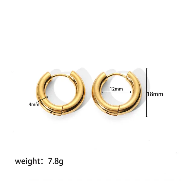 18K Gold Plating Women Two Tone Huggie Hoops Earrings