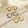 18K Gold Plating Women Two Tone Huggie Hoops Earrings