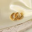 18K Gold Plating Women Two Tone Huggie Hoops Earrings