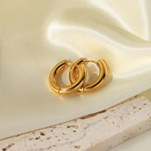 18K Gold Plating Women Two Tone Huggie Hoops Earrings