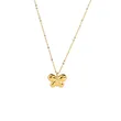 Gold Color Stainless Steel Cute Butterfly Pendant Necklace