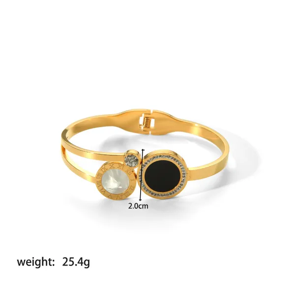 Stainless Steel Enamel and Pearl Fashion Bangle Bracelet