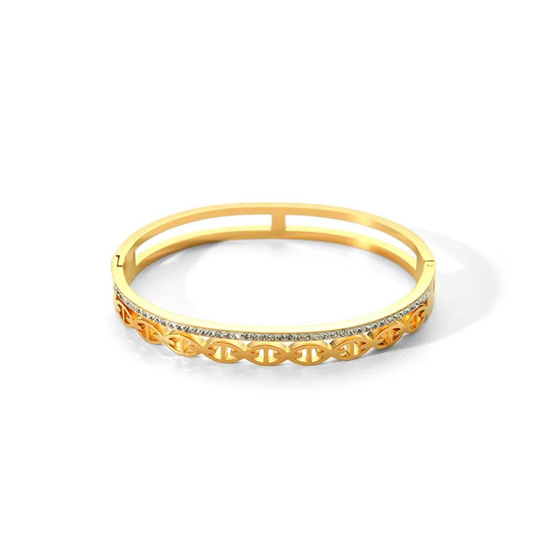 Gold Color Stainless Steel Fashion Women Bangle Bracelet