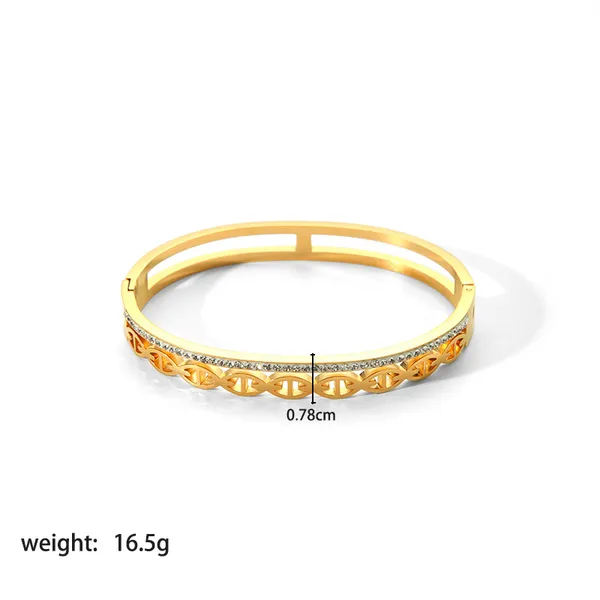 Gold Color Stainless Steel Fashion Women Bangle Bracelet