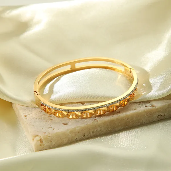 Gold Color Stainless Steel Fashion Women Bangle Bracelet