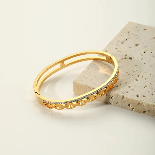 Gold Color Stainless Steel Fashion Women Bangle Bracelet