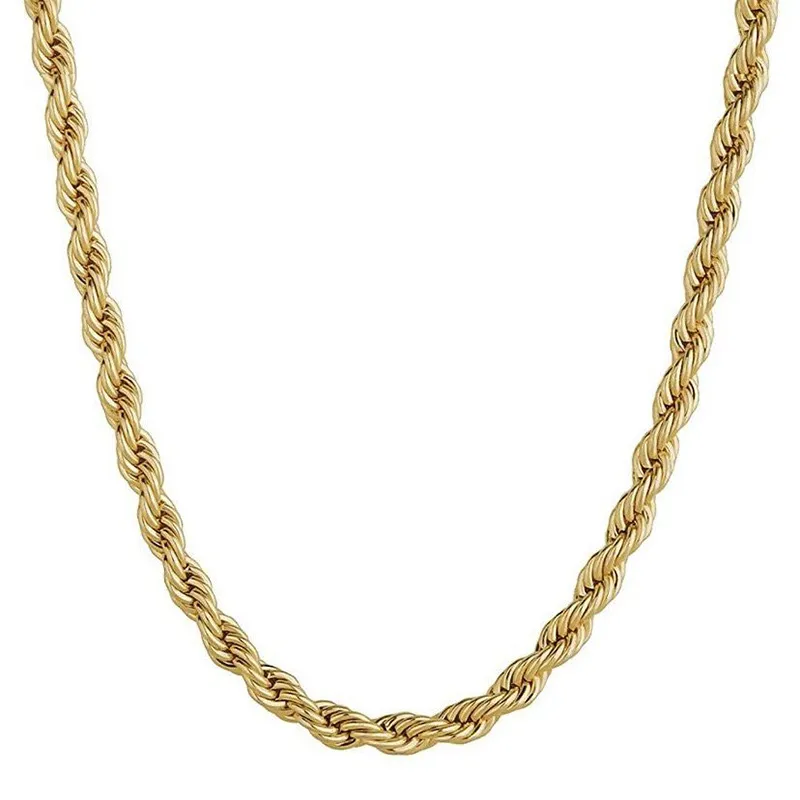Fashion Stainless Steel Gold Plated Rope Chain Necklace