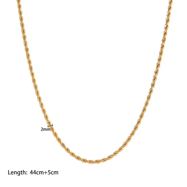 Fashion Stainless Steel Gold Plated Rope Chain Necklace