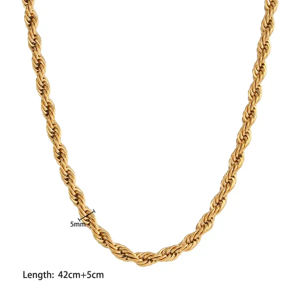 Fashion Stainless Steel Gold Plated Rope Chain Necklace