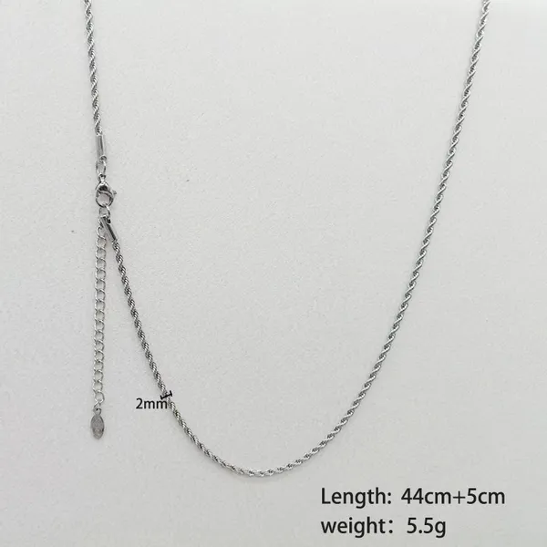Stainless Steel Silver Color Rope Chain Necklace