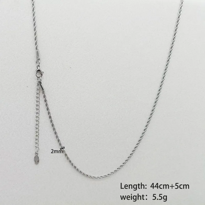 Stainless Steel Silver Color Rope Chain Necklace