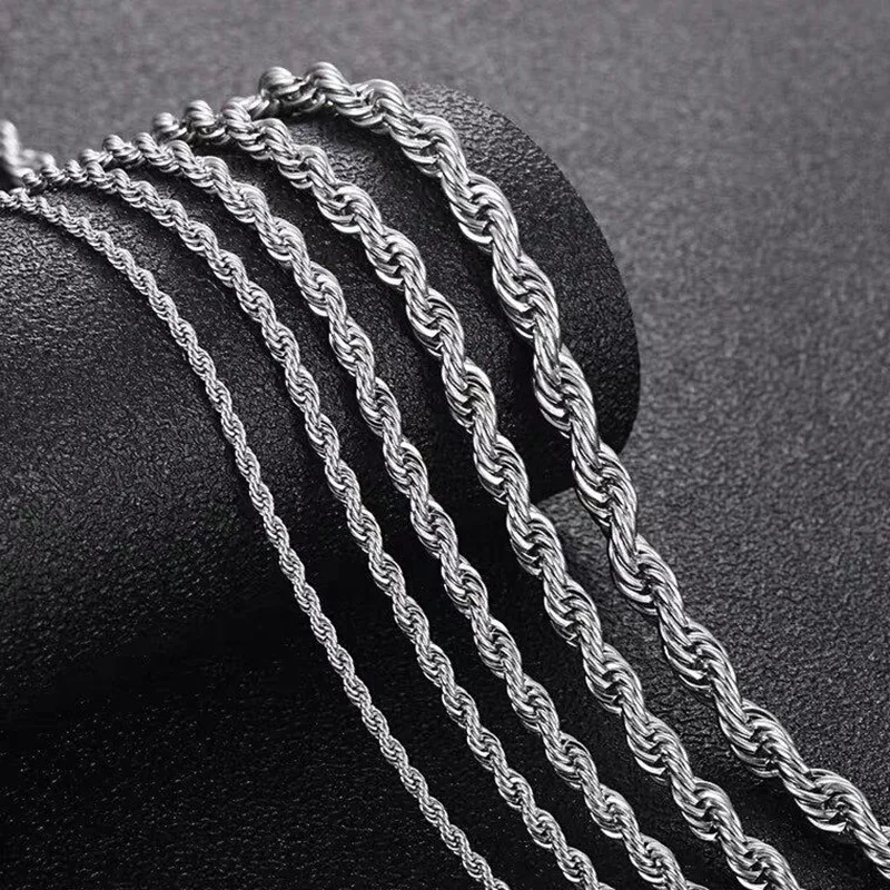 Stainless Steel Silver Color Rope Chain Necklace